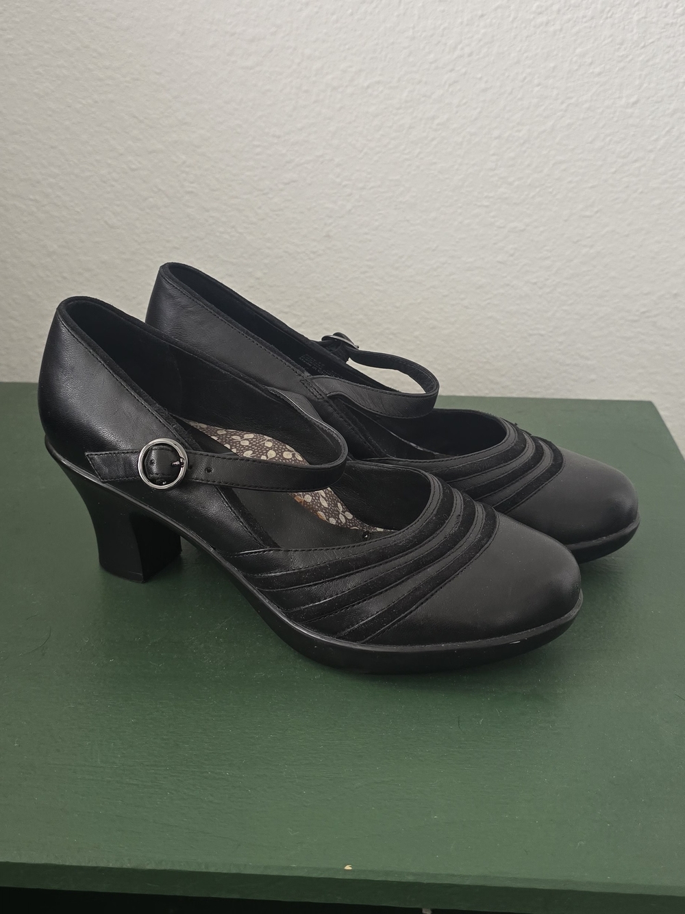 Dansko Black Mary Jane Heels with Buckle Strap